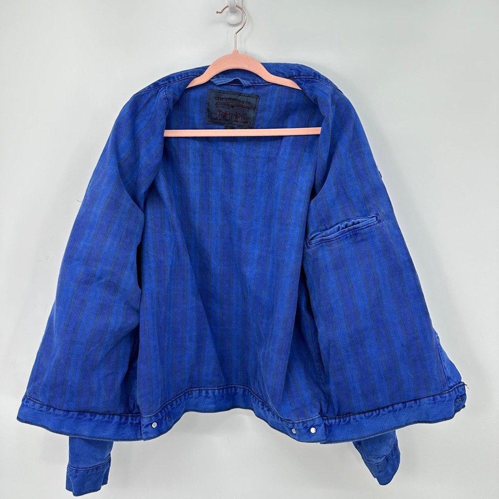 Vintage Levi's Blanket‎ Lined Denim Jacket Cobalt Blue Overdye 90s L Steetwear - Picture 3 of 8